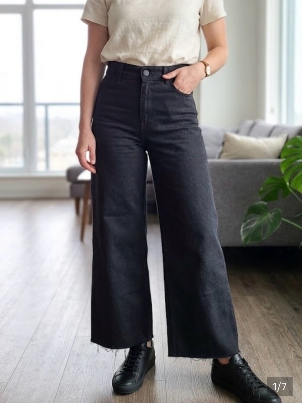 Zara Black High-Waist Wide Leg Jeans